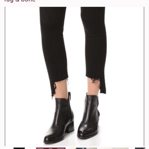 Rag & Bone 10 inch Capri Black Destroyed Hem‎ Jeans Size 6 - Picture 3 of 14